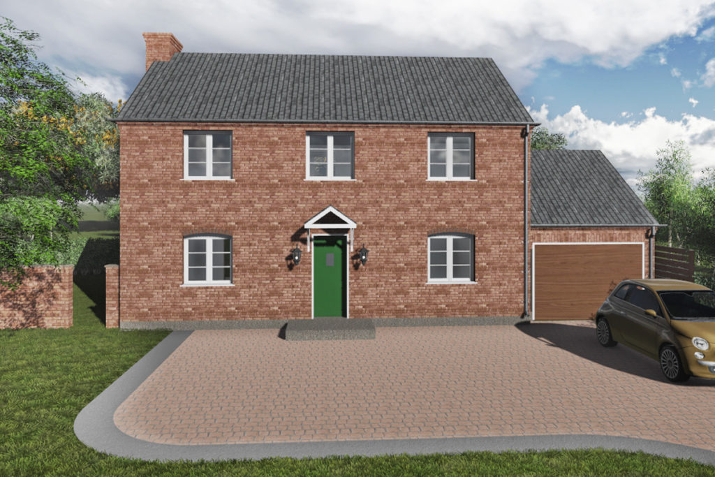 New Traditional Brick House: 3D Perspective View