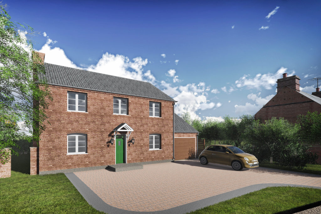 3D Perspective View of New Traditional Brick House