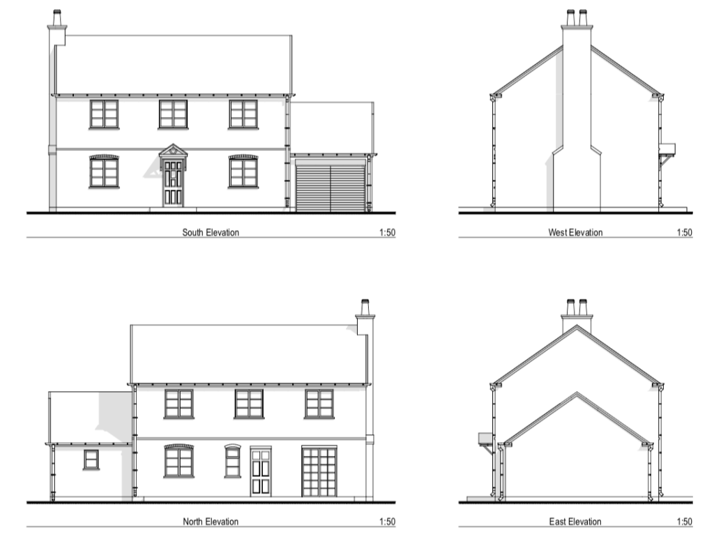 New Traditional Brick House: Elevations