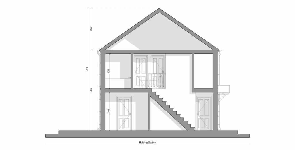 New Traditional Brick House: Section Drawing