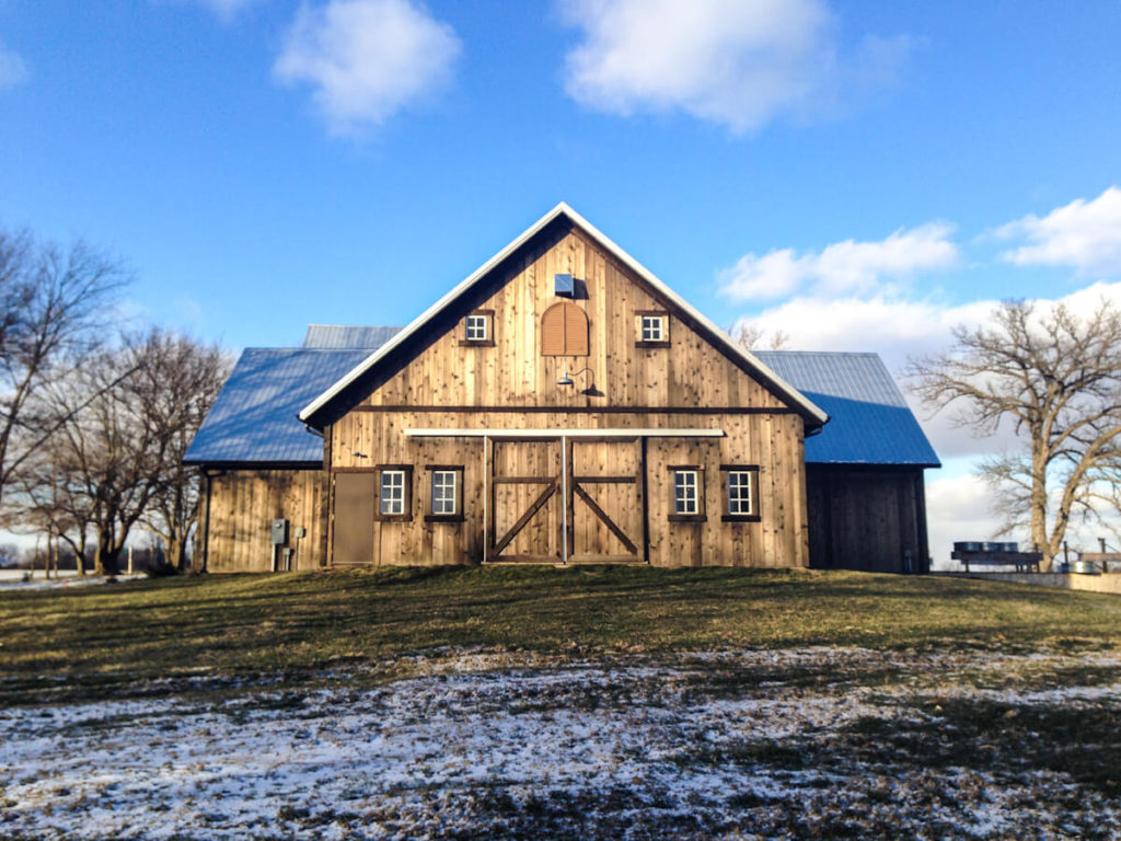 View of the new traditional barn in Indiana